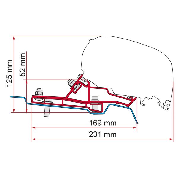 Adaptor pentru montaj pe acoperis - marchiza Fiamma F80s - Ford Transit Van L2 - CampShop.ro