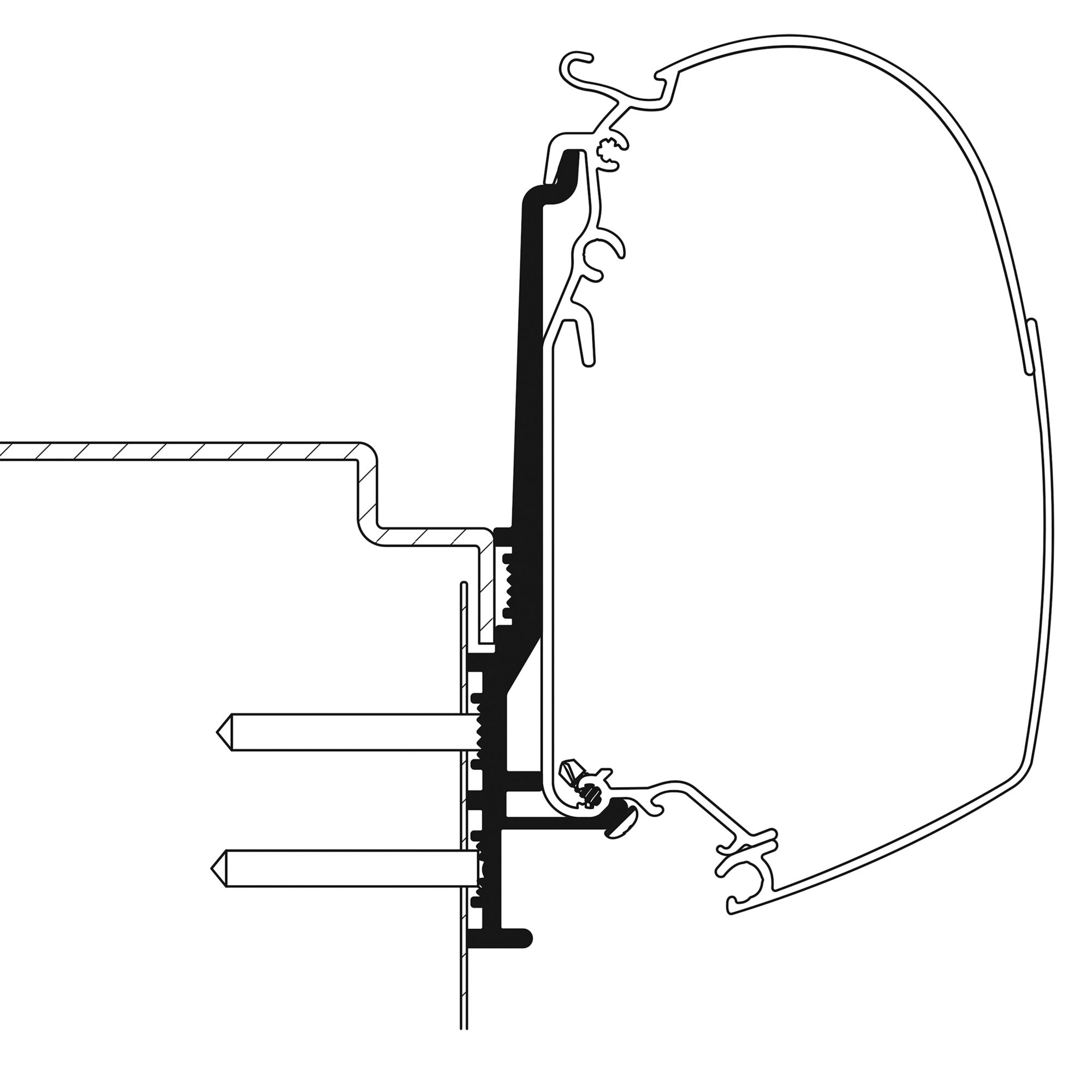 Adaptor pentru montaj pe perete pentru marchiza Thule Omnistor din Seria 5 - Knaus Tourer CUV 500 - CampShop.ro