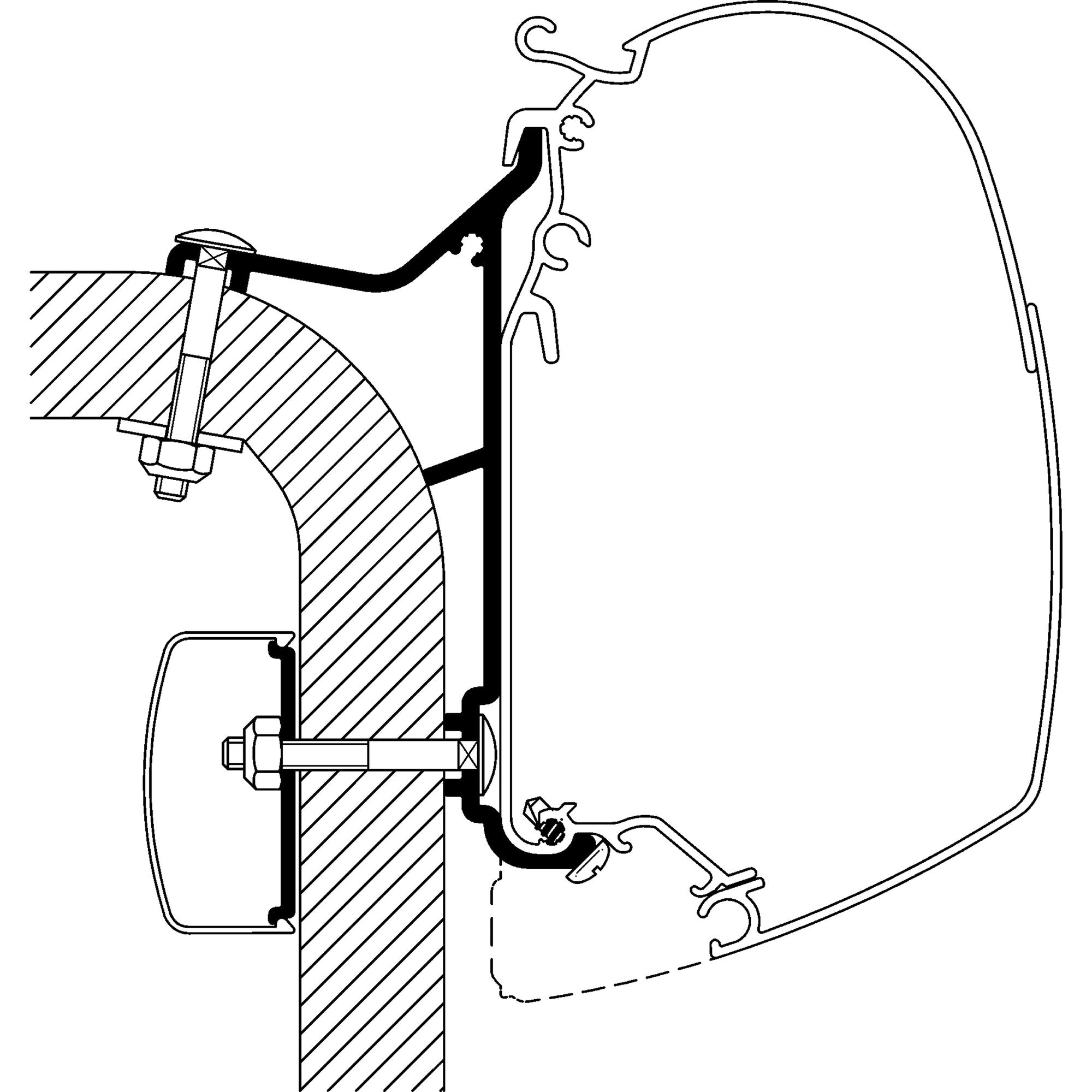 Adaptor pentru montaj pe perete pentru marchiza Thule Omnistor din Seria 5 si 8 - Hymer B2 Class - CampShop.ro