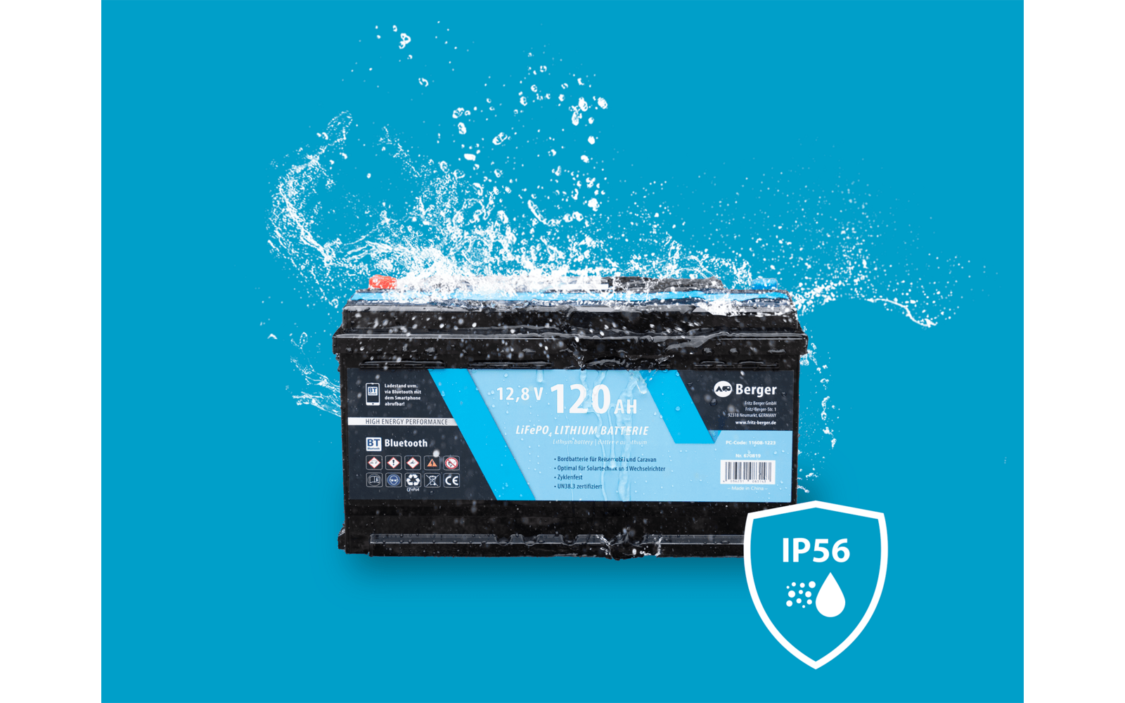 Baterie cu litiu Berger LiFePO4 120 Ah 12V cu Bluetooth (fara incalzire) - CampShop.ro