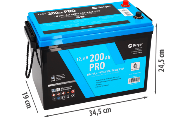 Baterie cu litiu Berger LiFePO4 Pro 200 Ah 12V cu Bluetooth (cu incalzire) - CampShop.ro