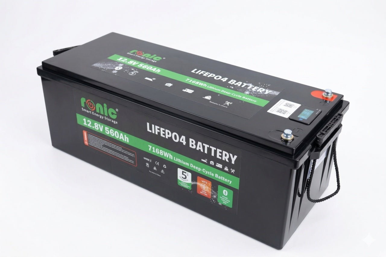 Baterie/Acumulator RONIC LiFePO4, 12.8V 560Ah, functie Bluetooth si Auto - Incalzire, model LFP12560BTHK - CampShop.ro