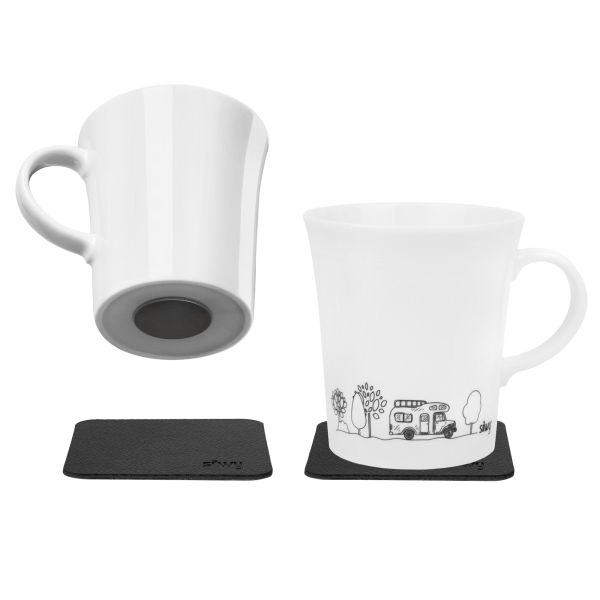 Cana magnetică din porțelan alb SILWY Camping 270 ml, 2 buc. - CampShop.ro