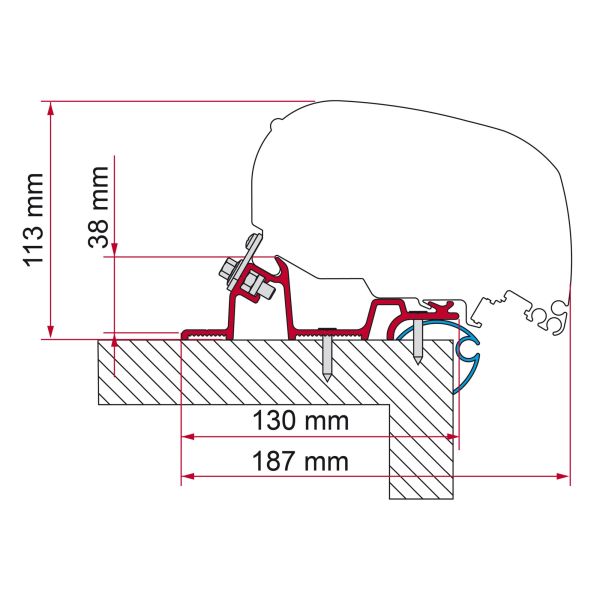 Kit adaptor universal Caravan Standard 340 cm pentru montaj marchiza F80 - CampShop.ro