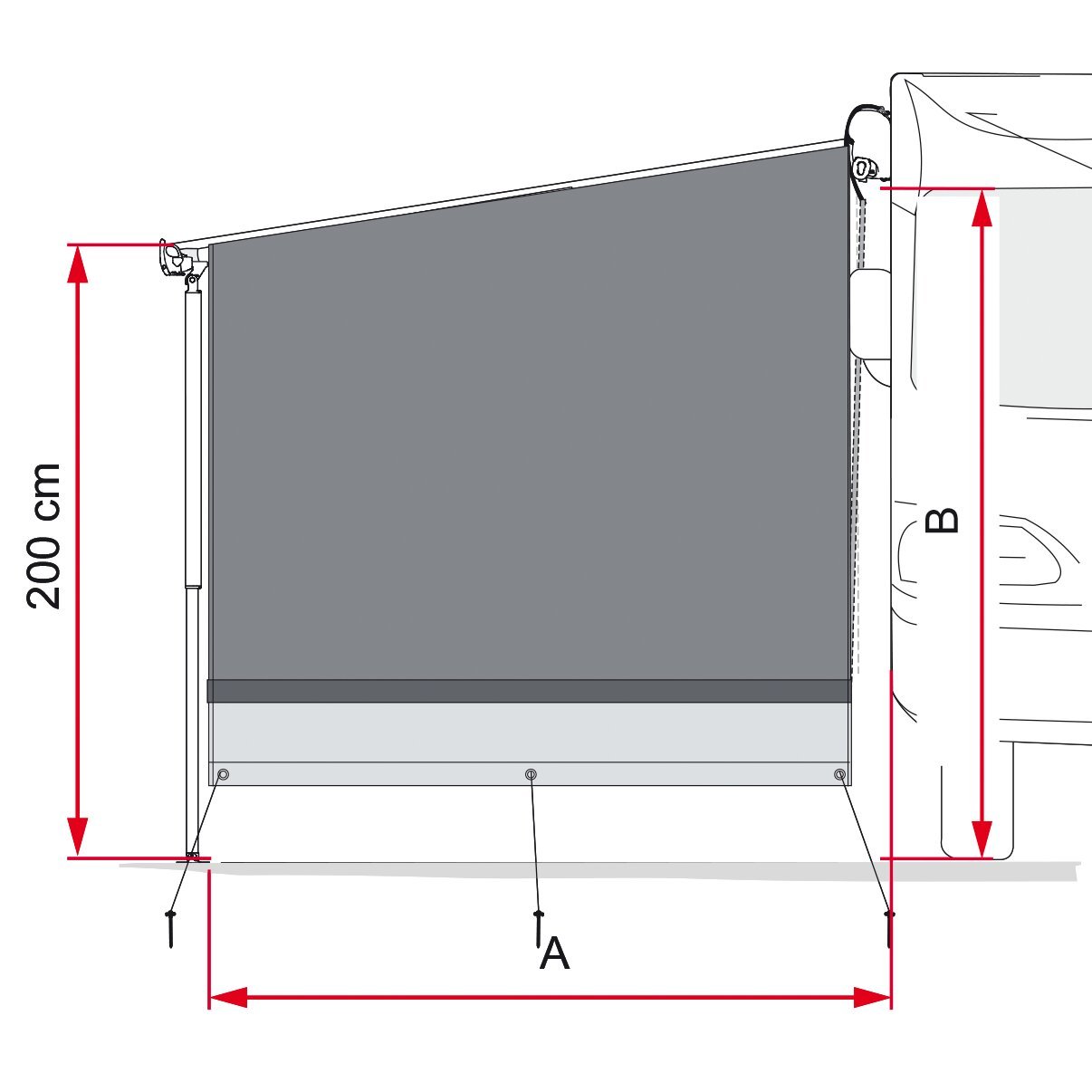 Perete lateral pentru marchiza Fiamma F45/F80s - 230 cm, - CampShop.ro