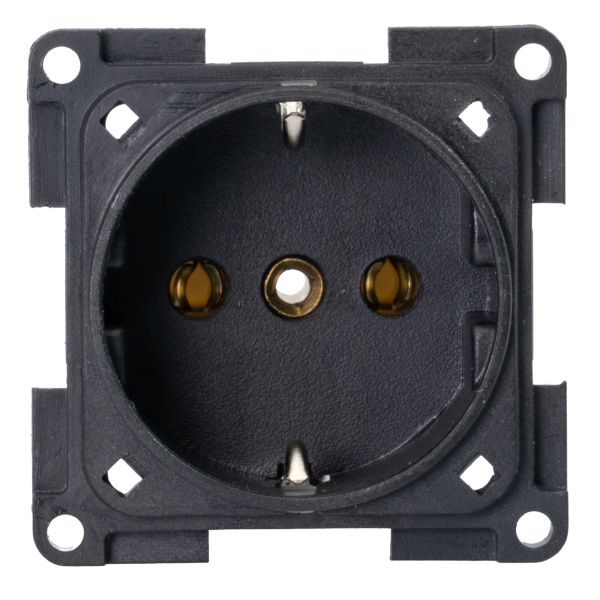 Priza schuko, 230V, 16A, neagra, pentru rulota, autorulota, barci, INPROJAL - CampShop.ro