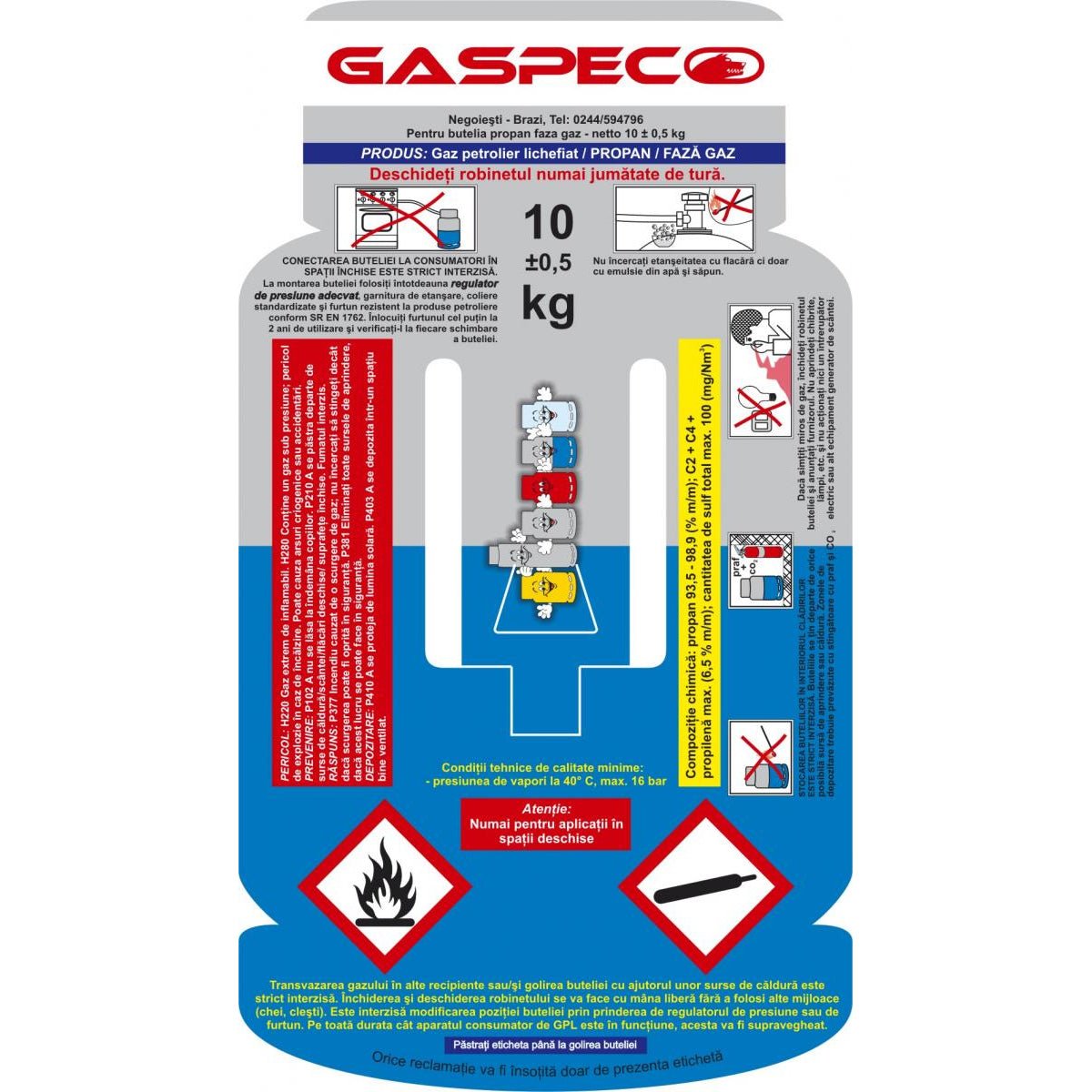 Propan FG 10kg, Butelie Metalica - combustibil incalzire 10kg - CampShop.ro