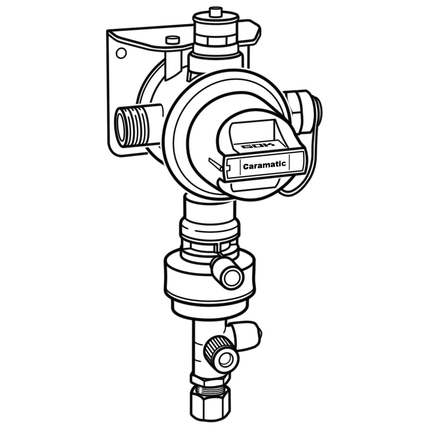 Regulator pentru doua butelii/cilindre de gaz - Caramatic DriveTwo Vertical 30 mbar, RVS 8, RVS 10 - CampShop.ro