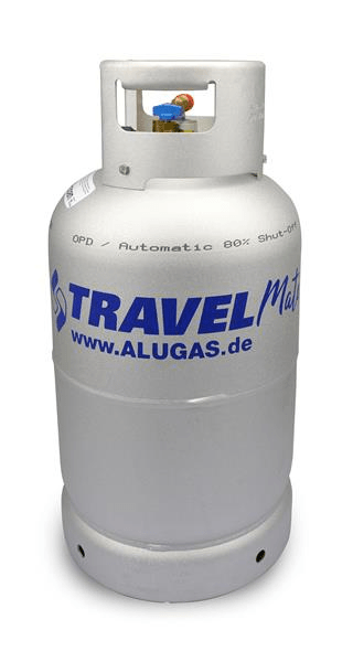Rezervor GPL din aluminu, reincarcabil, Alugas Travel Mate – 11 Kg ( 27 litri ), cu multivalva si indicator umplere - CampShop.ro