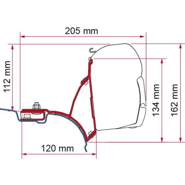 Seit adaptor pentru montaj pe acoperis - marchiza Fiamma F45s, F45L si Fiamma ZIP - T5/T6 Multivan Transporter - CampShop.ro