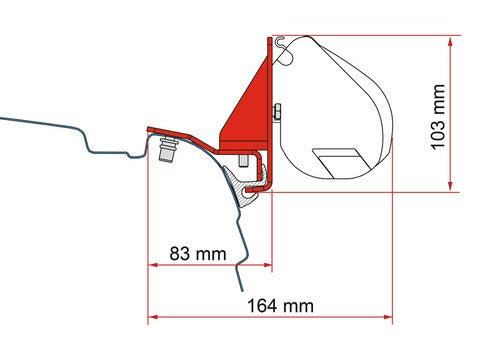 Set adaptor pentru montaj marchiza Fiamma F35 pe VW T5/T6/T6.1 cu Reimo Multirail - CampShop.ro