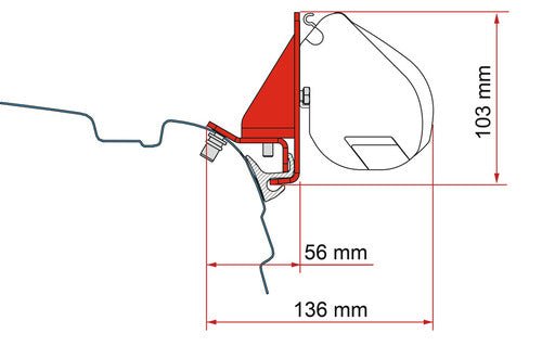 Set adaptor pentru montaj marchiza Fiamma F35 pt. VW T5/T6 H1 - L1 din 2003 cu jgheab de ploaie Brandrup sau Vamoose - CampShop.ro