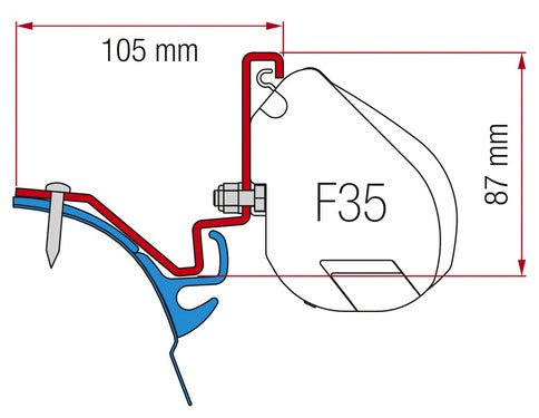 Set adaptor pentru montaj marchiza Fiamma F35 pt. VW T6 LR Westfalia Kepler - CampShop.ro