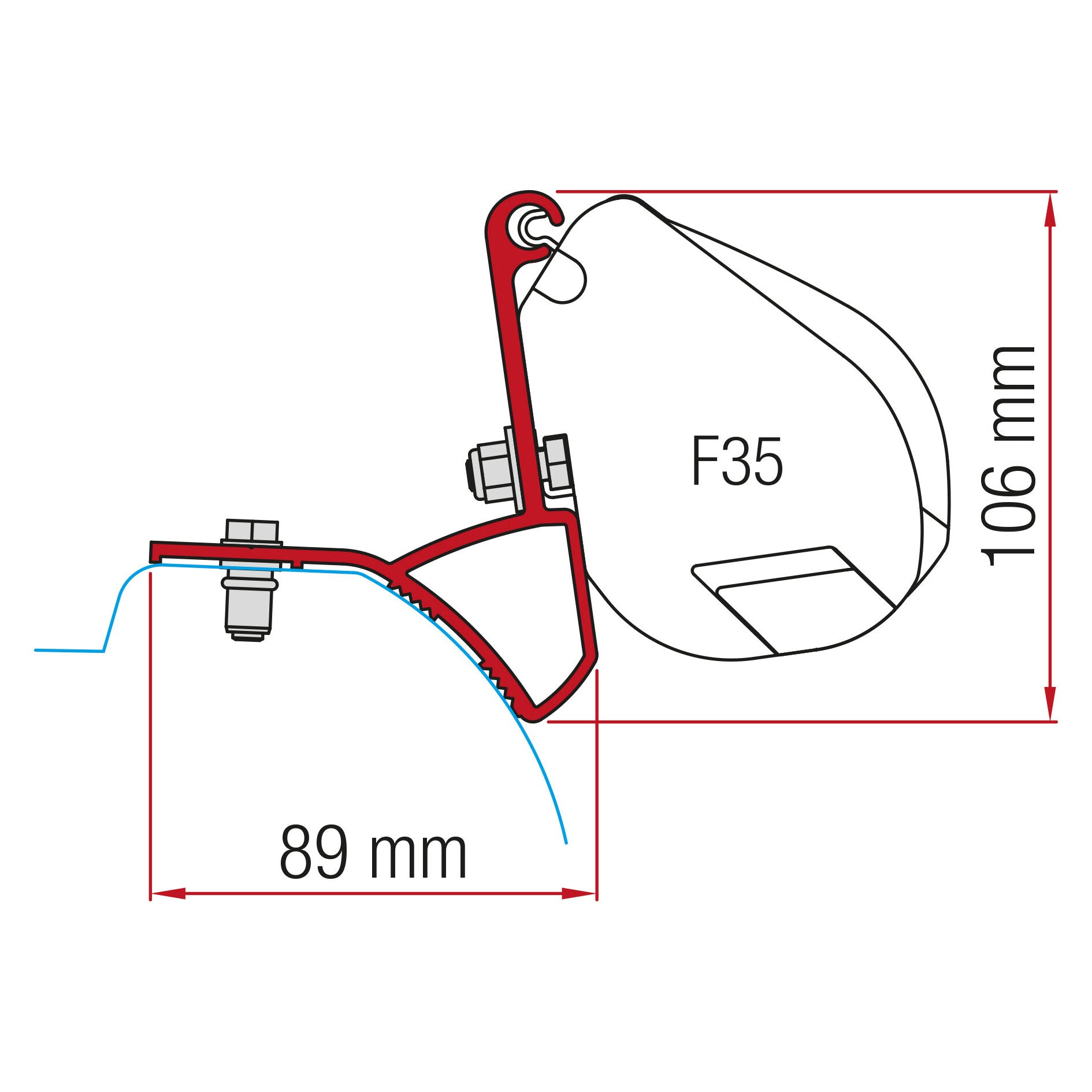 Set adaptor pentru montaj pe acoperis - marchiza Fiamma F35 - Renault Trafic - CampShop.ro