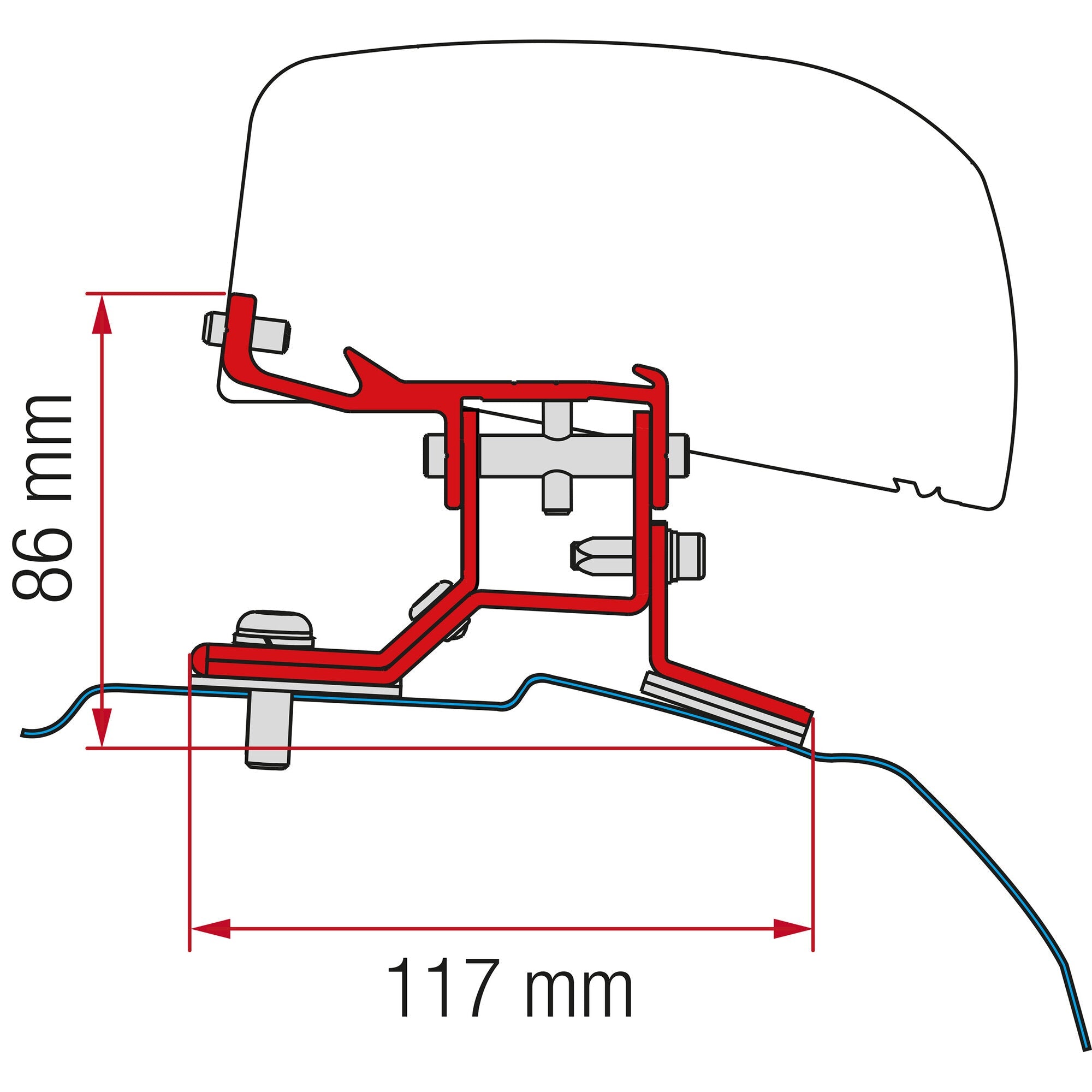 Set adaptor pentru montaj pe acoperis - marchiza Fiamma F40 - Ford Custom L1 H1 - CampShop.ro