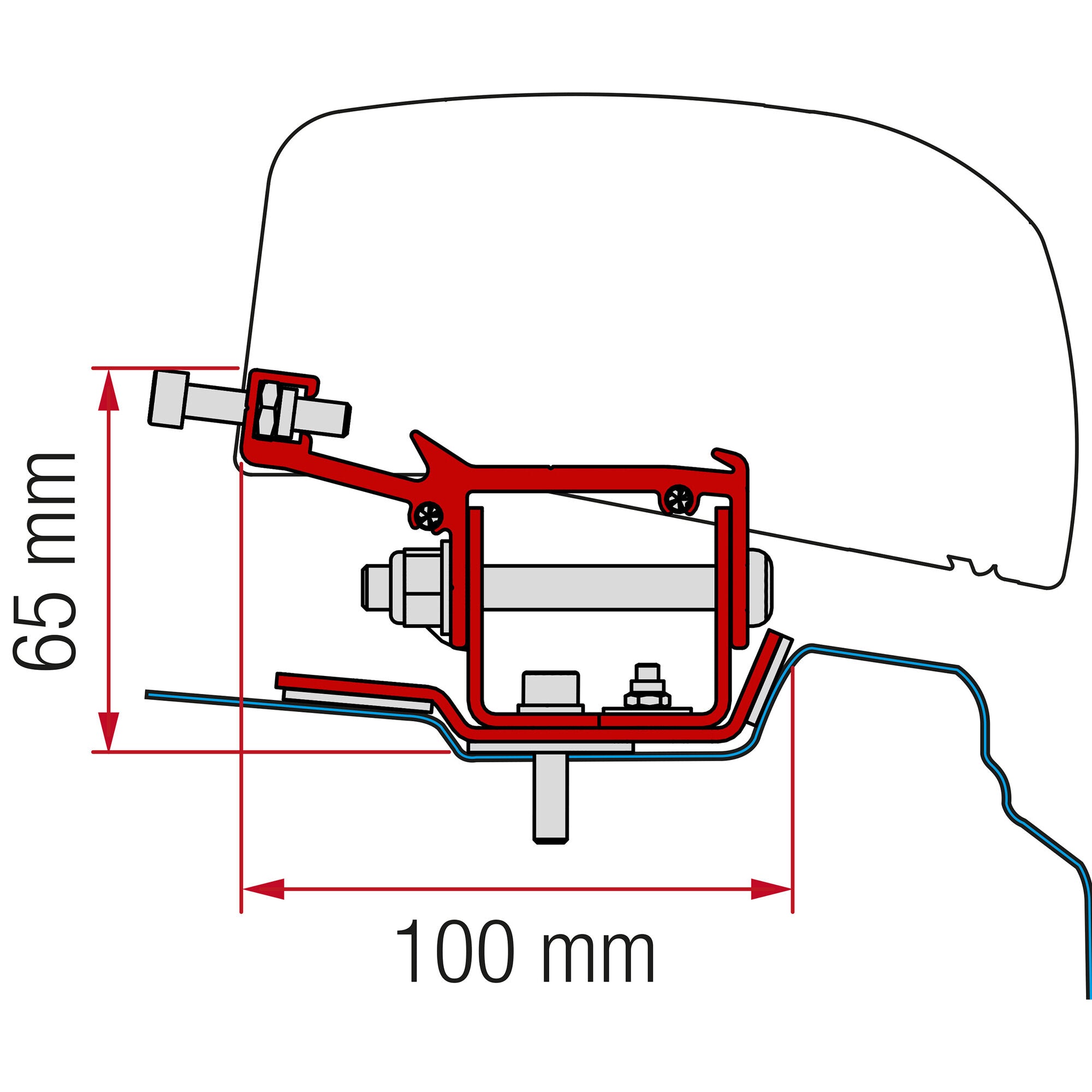 Set adaptor pentru montaj pe acoperis - marchiza Fiamma F40 - Renault Trafic L1, 2014 - ... - CampShop.ro