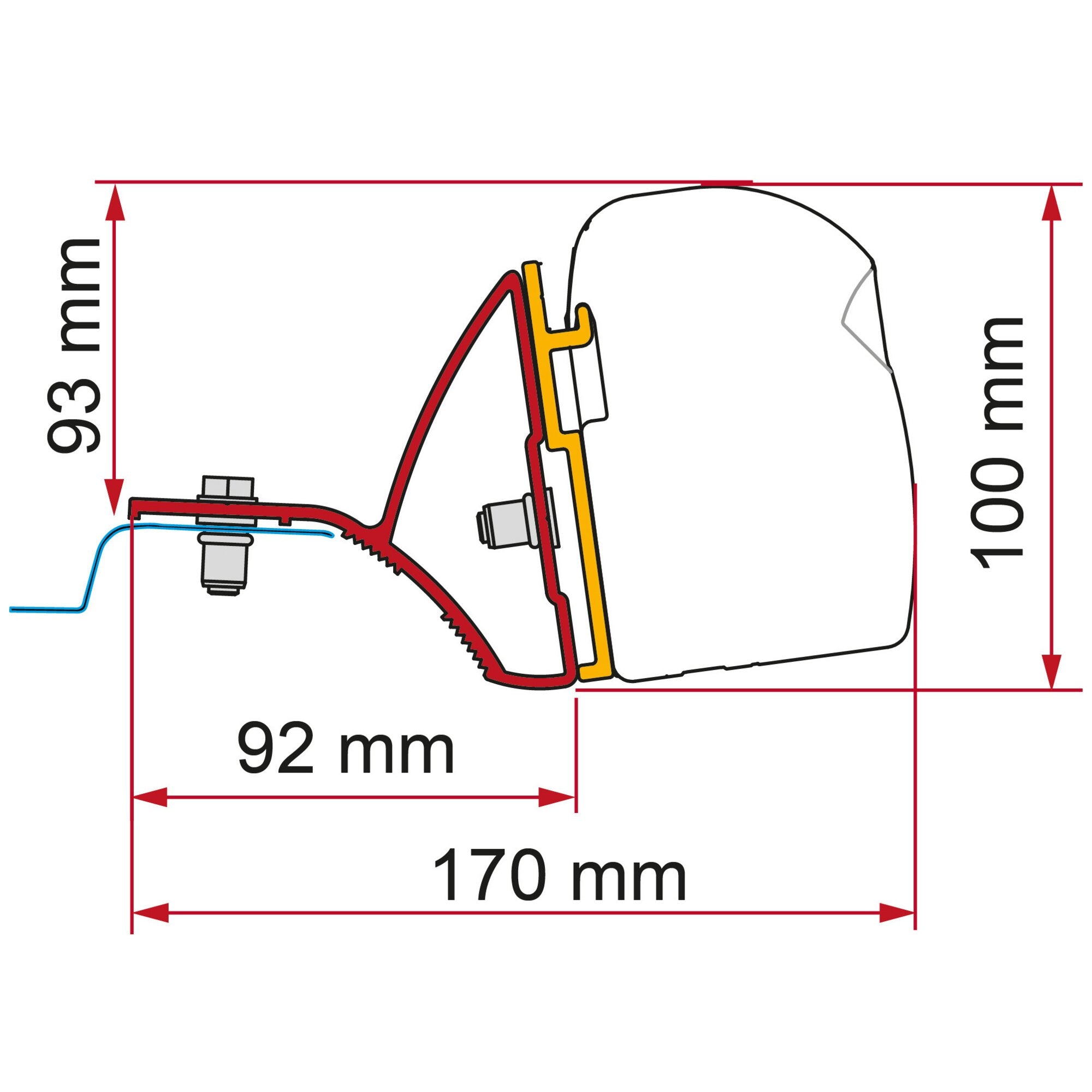 Set adaptor pentru montaj pe acoperis - marchiza Fiamma F43 - Renault Trafic - CampShop.ro