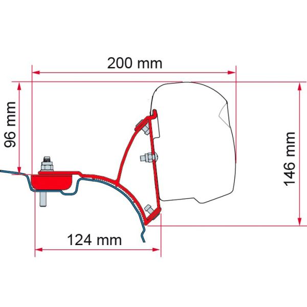 Set adaptor pentru montaj pe acoperis - marchiza Fiamma F43 - VW T5 / T6 Multivan Transporter - CampShop.ro