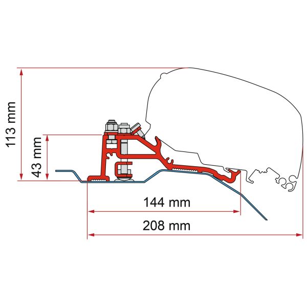 Set adaptor pentru montaj pe acoperis - marchiza Fiamma F80 - Fiat Ducato H2 Skyroof - CampShop.ro