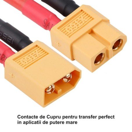 Set cablu cu conectori, 2 pini, mama - tata, XT60 - 20cm - CampShop.ro