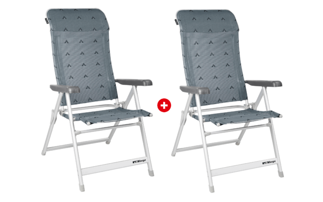 Set scaune de camping pliabile, Berger Luxury, 2 piese gri - CampShop.ro