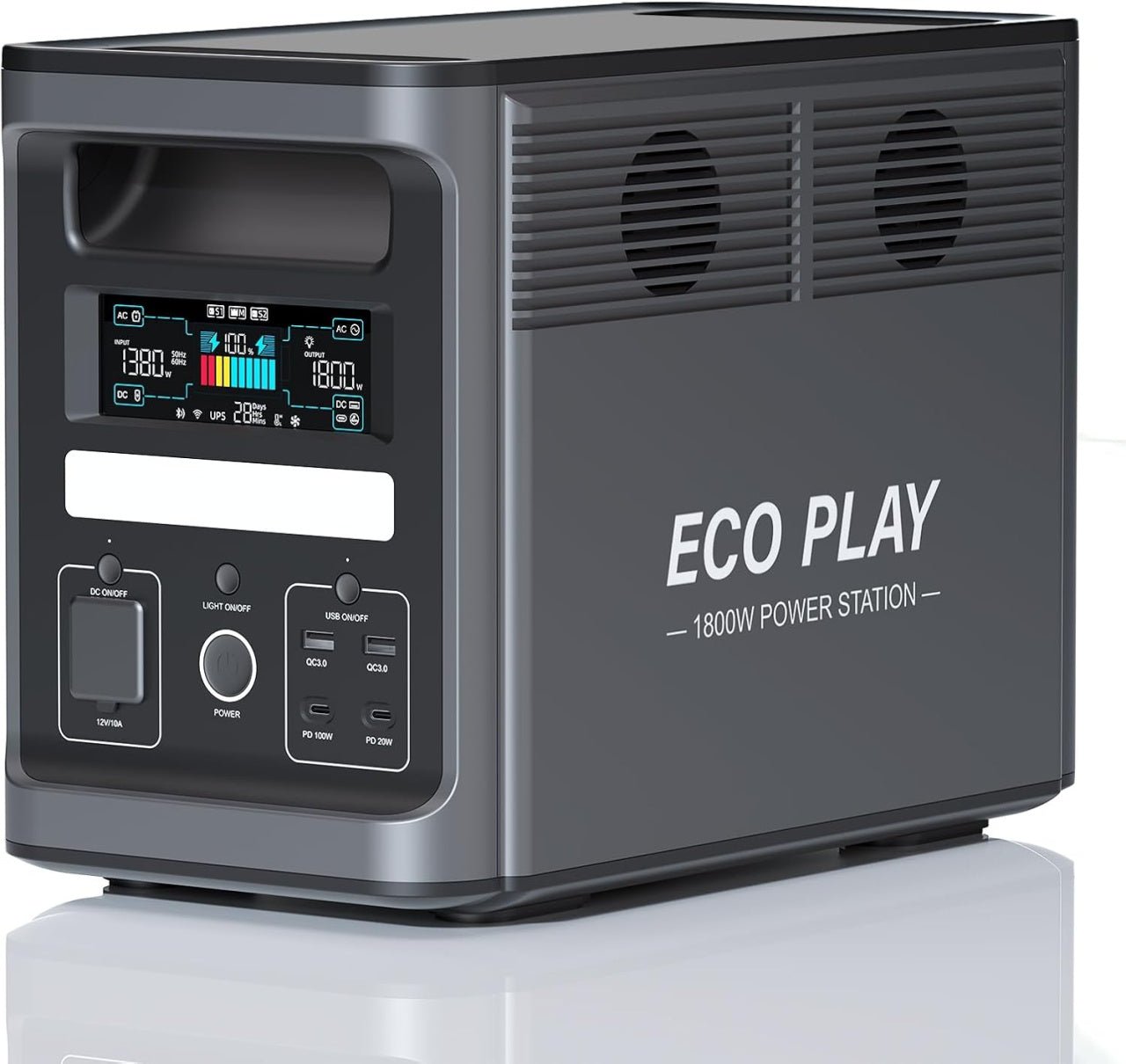 Statie curent portabila ECO PLAY, 1800W (1536 Wh), LiFePO4, model EP1800 - CampShop.ro