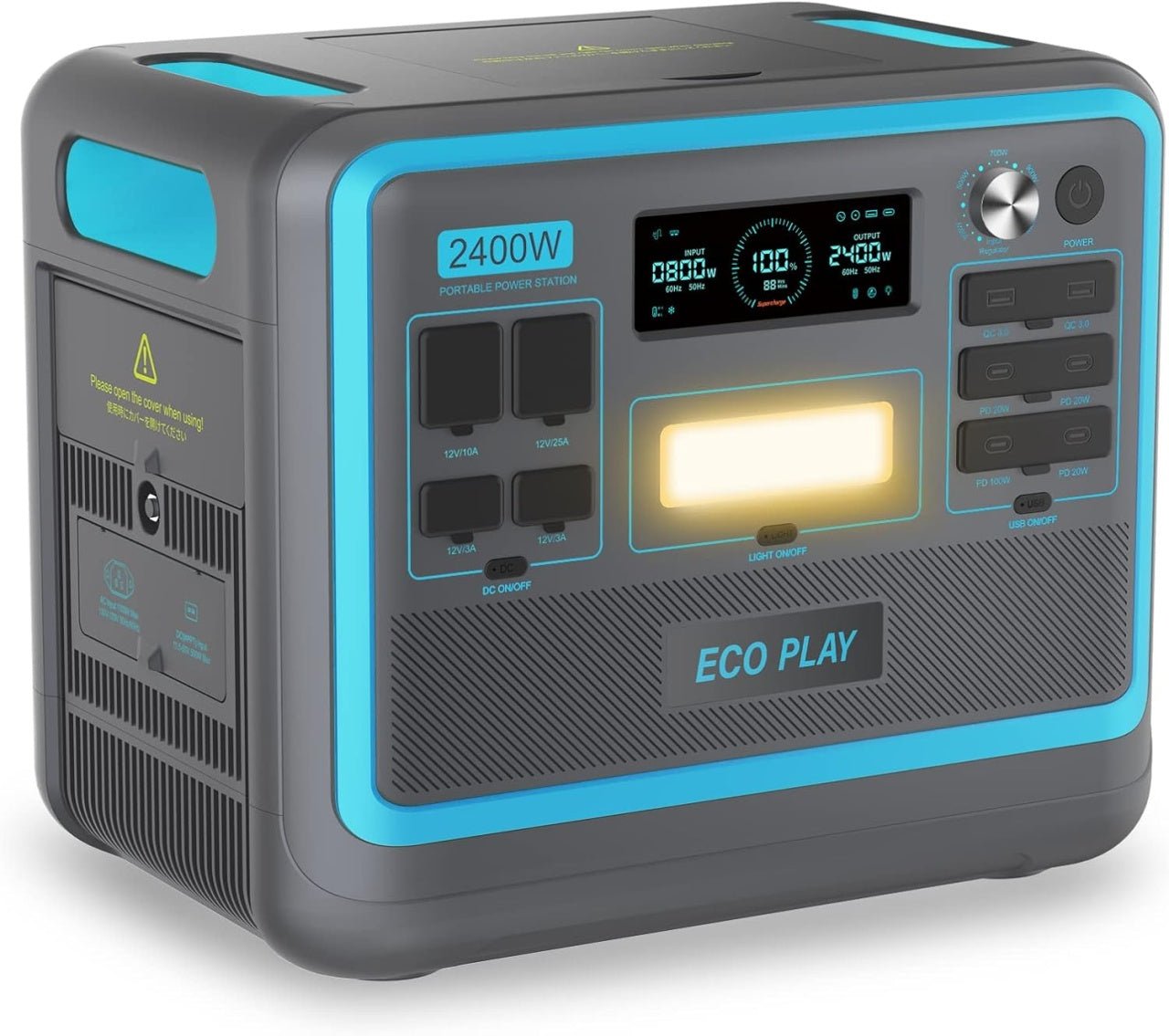 Statie curent portabila ECO PLAY, 2400W (2048 Wh), LiFePO4, model SYD2400 - CampShop.ro
