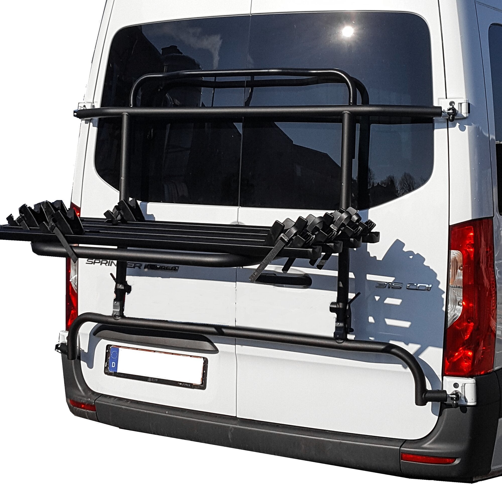 Suport de biciclete cu balamale EuroCarry pentru VW Crafter 2006 - 2016, 4 biciclete - CampShop.ro