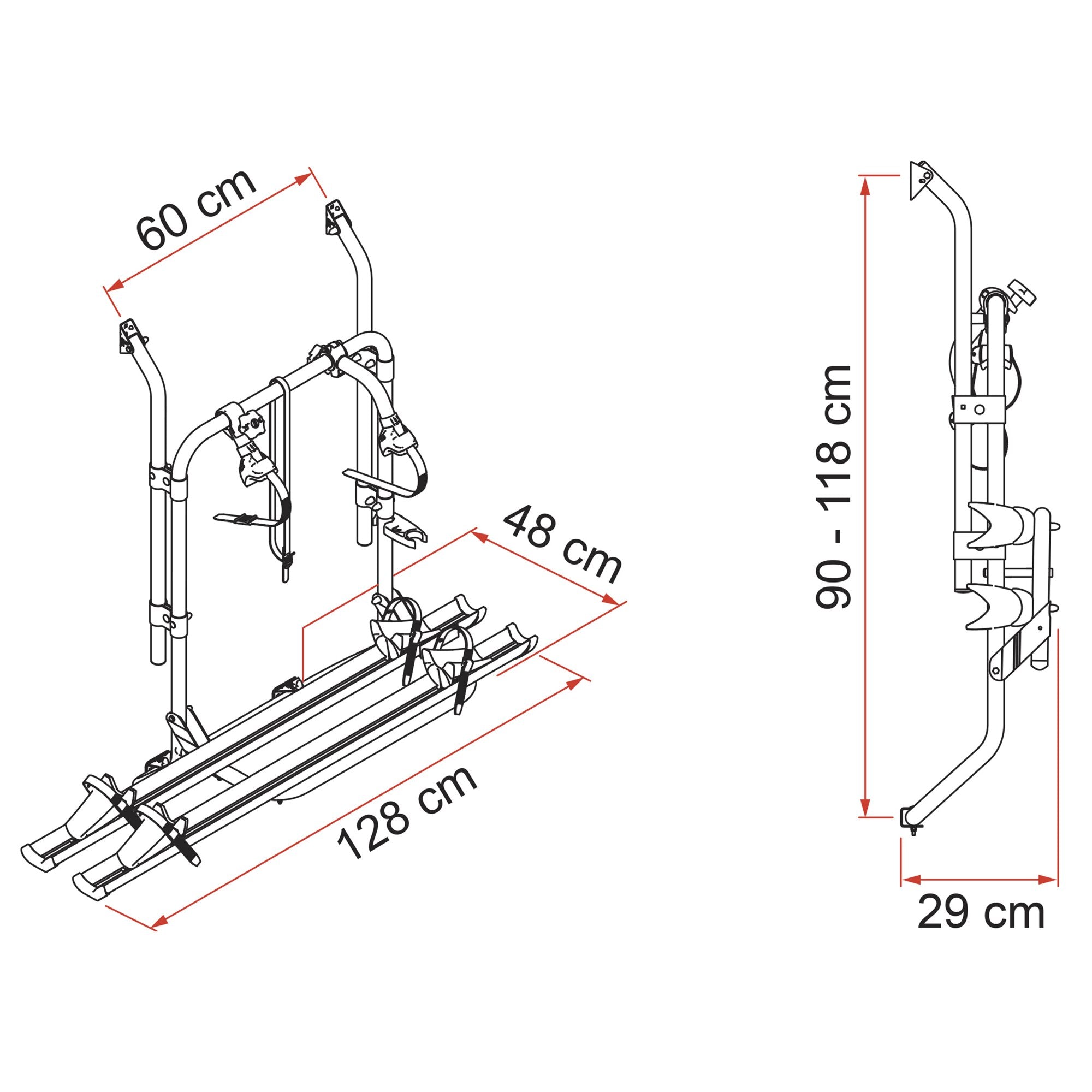 Suport pentru biciclete FIAMMA Carry - Bike 200 pt.: D Ducato, VW LT, MB 100 argintiu - CampShop.ro