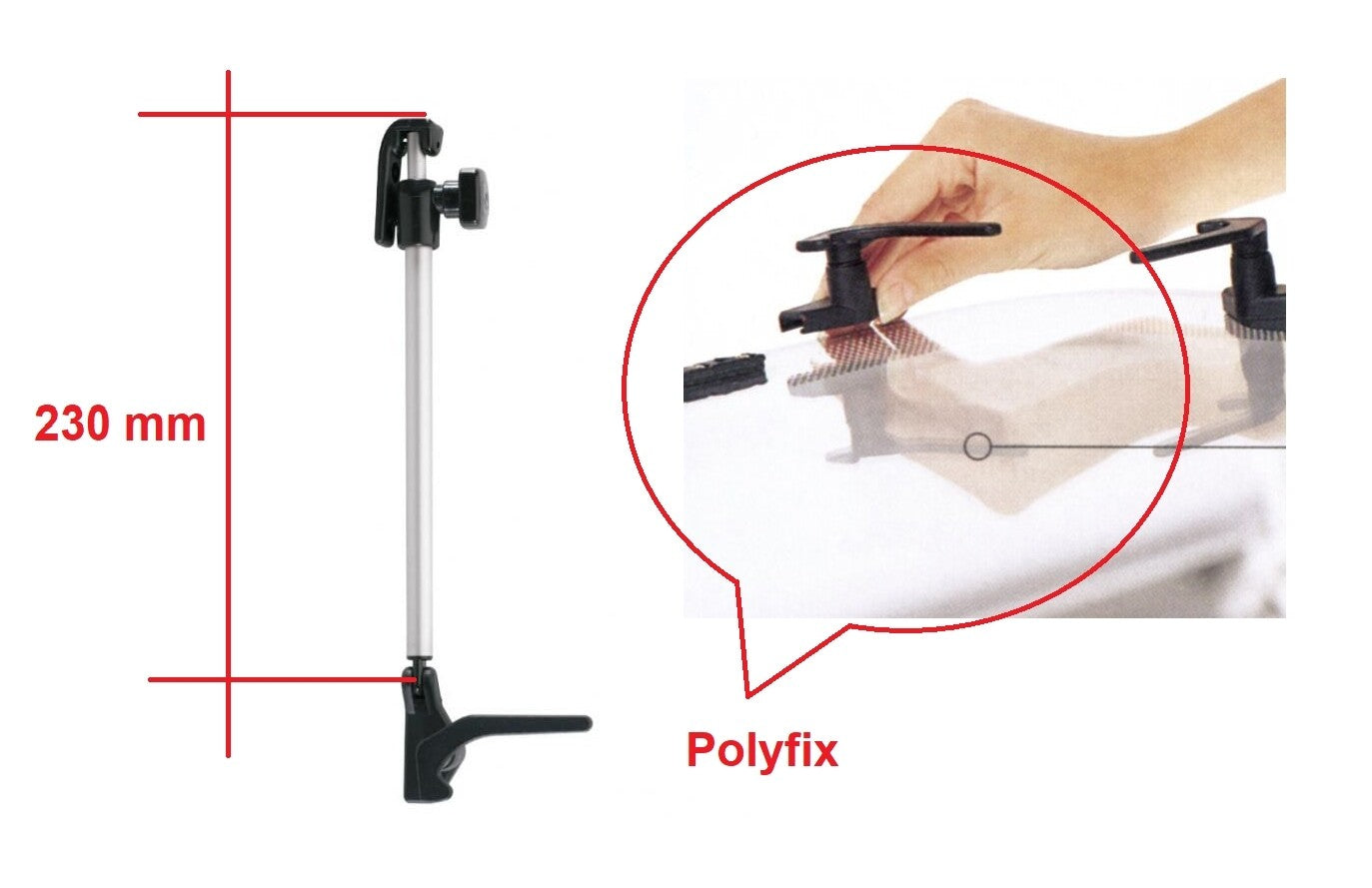 Brat extensie/deschidere pentru fereastra rulota/autorulota, ajustare continua, prindere Polyfix, POLYPLASTIC