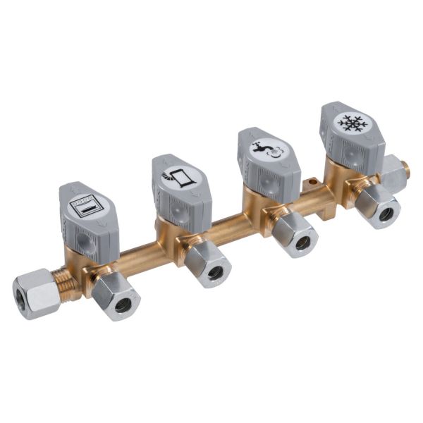 Bloc distributie cu robineti gaz rulota pentru 4 accesorii GOK