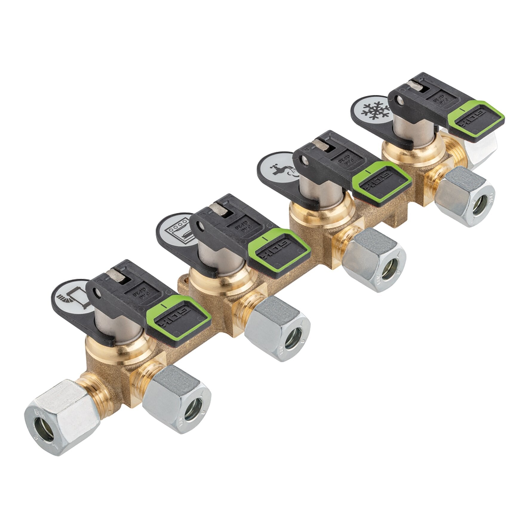Bloc de distribuție lung cu 4 ieșiri, ø 8 mm sau 10 mm, GOK KSV - AB - CampShop.ro