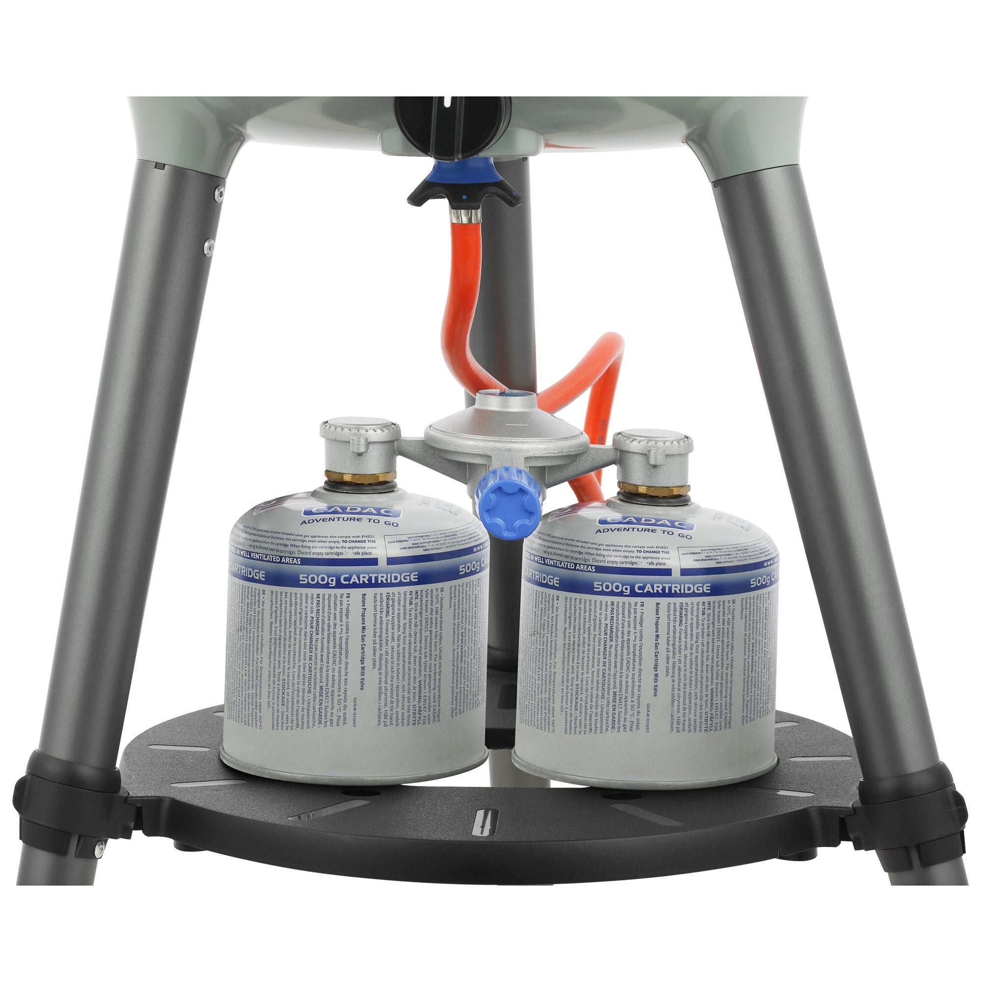 CADAC Dual Power Pak – Regulator portabil cu două cartușe de gaz EN417 + furtun 85 cm, alimentare camping și camping - stove - CampShop.ro