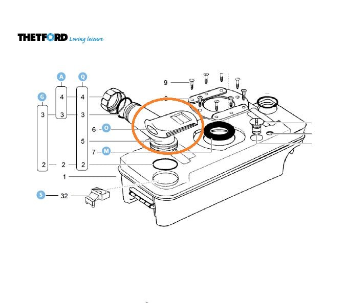 Capac, placă glisantă pentru caseta de toaleta THETFORD C200, C2, C3, C4 - campshop.ro