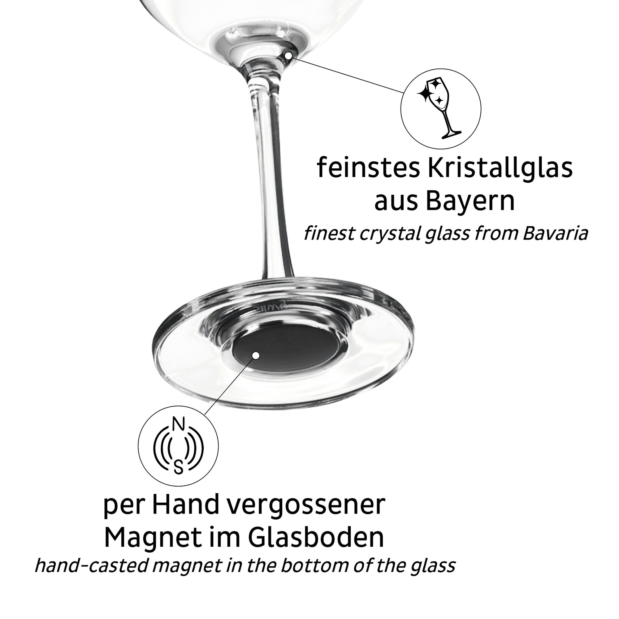 Pahare magnetice SILWY, de cristal, pentru vin, 2 buc. - CampShop.ro