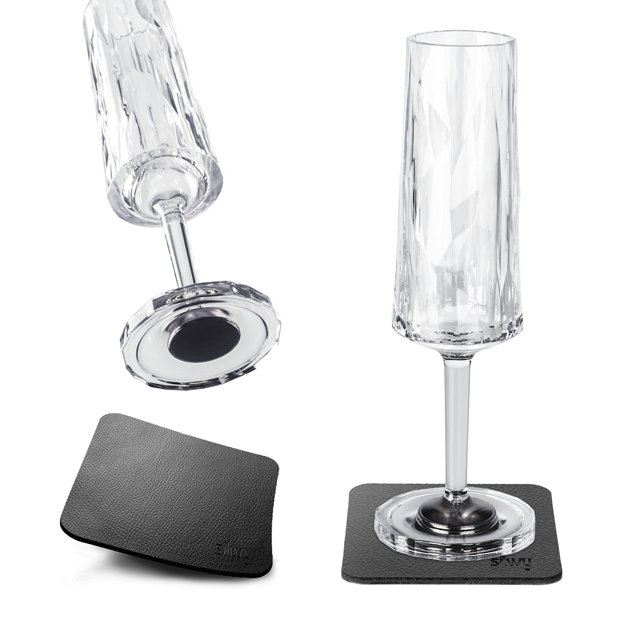 Pahare magnetice SILWY, din plastic pentrușampanie 100 ml, 2 buc. - CampShop.ro