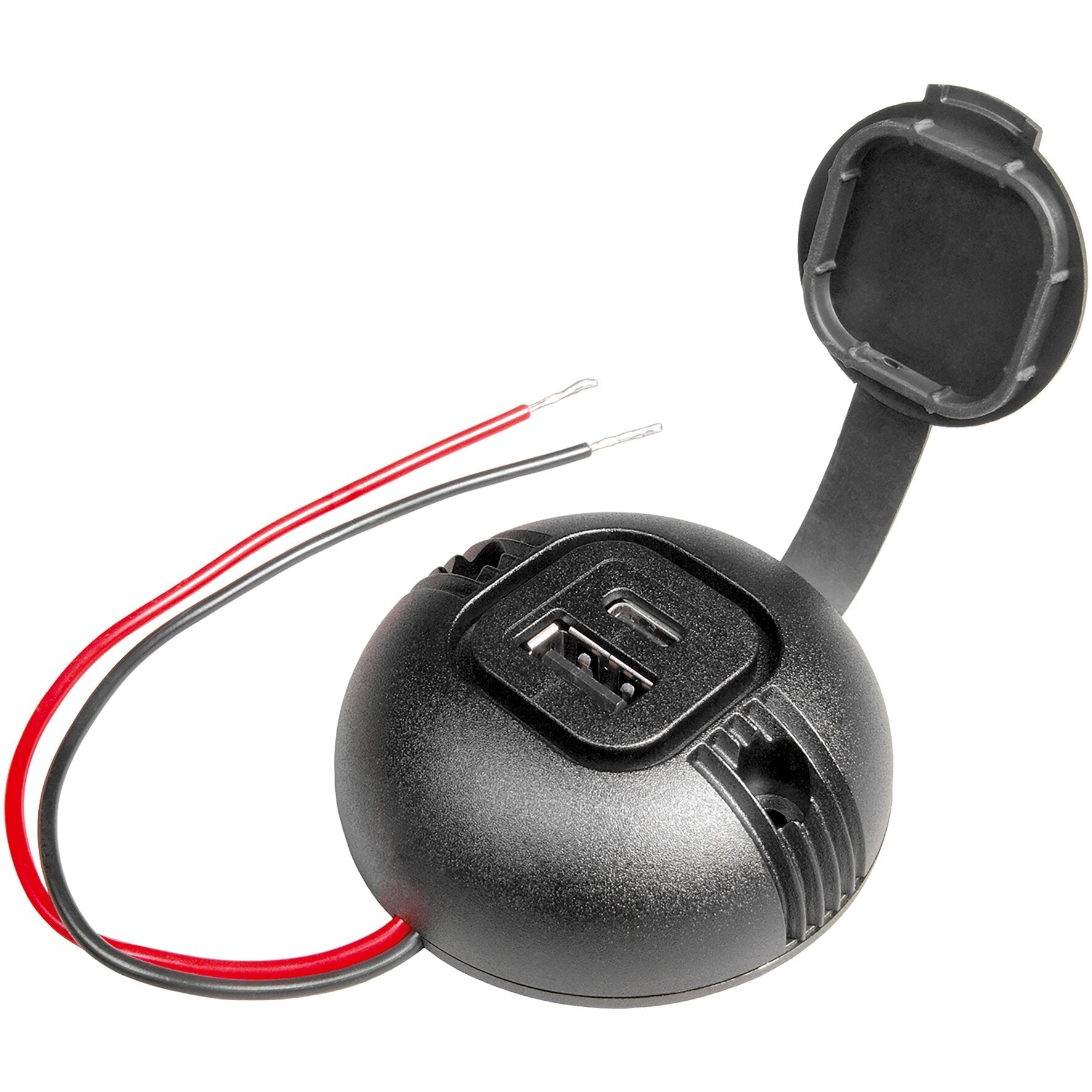 Priză dublă de suprafață USB - C/USB - A rotundă, cu capac, PROCAR - CampShop.ro