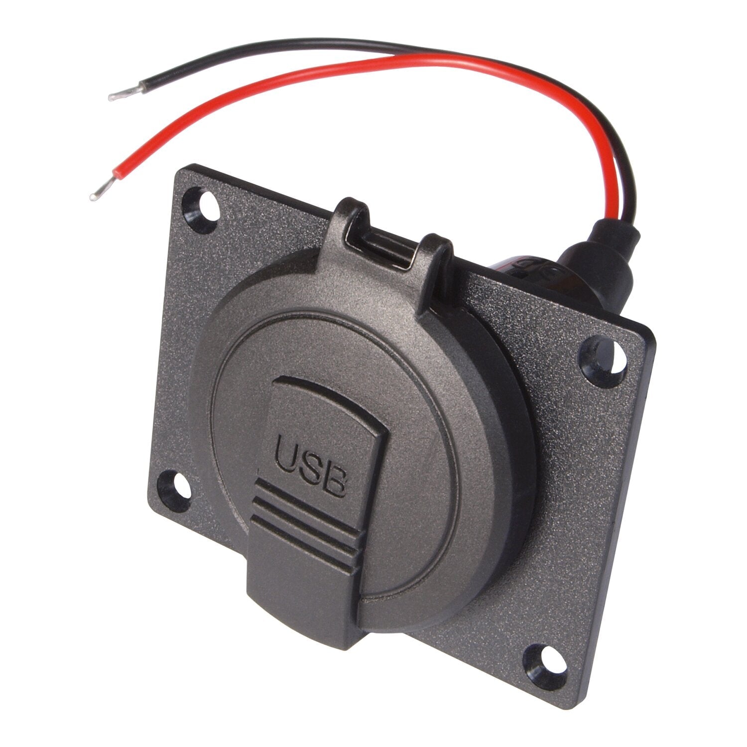 Priza electrica cu priză dublă USB - C/A cu capac IP 54, cu placă de montaj, PROCAR Power - CampShop.ro