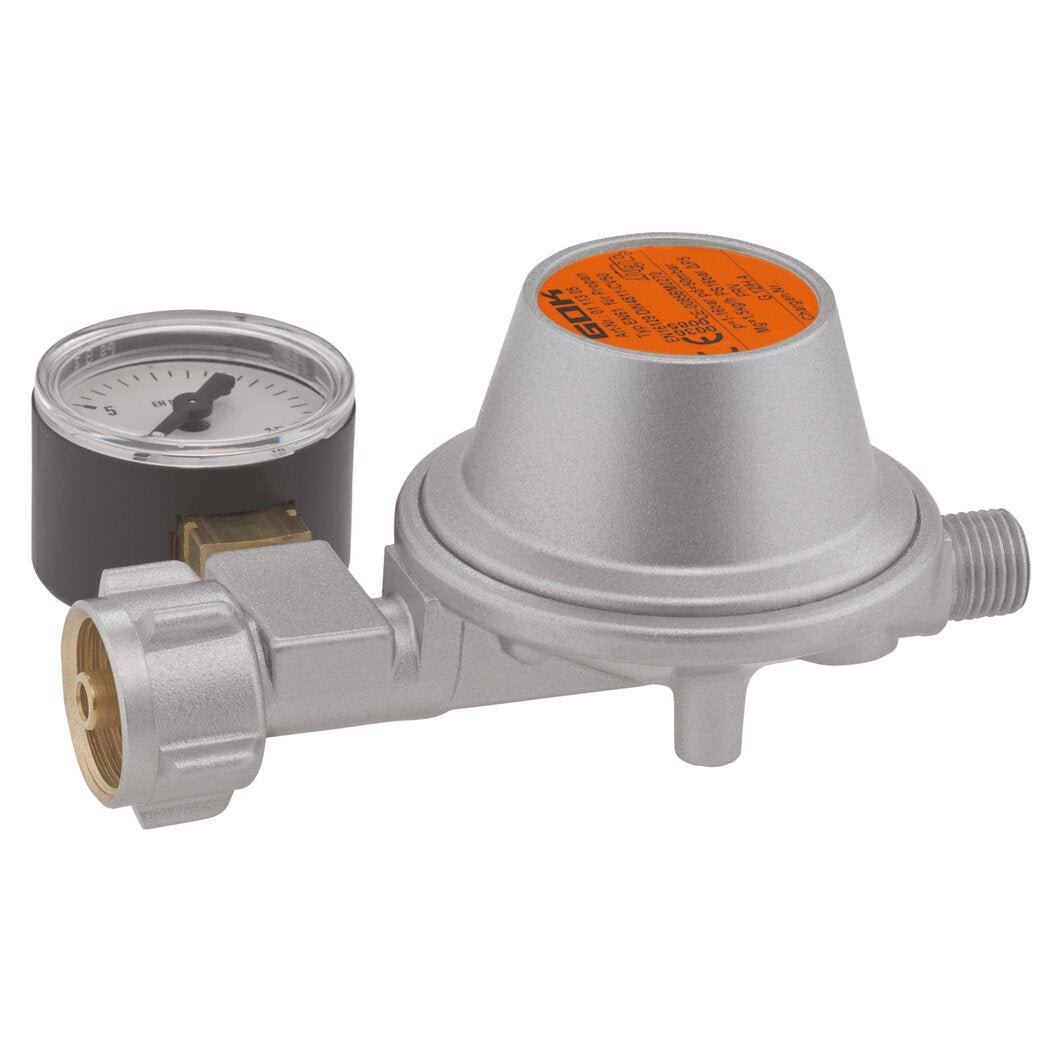 Regulator de joasă presiune 1,5 kg/h cu manometru, 50 mbar - CampShop.ro