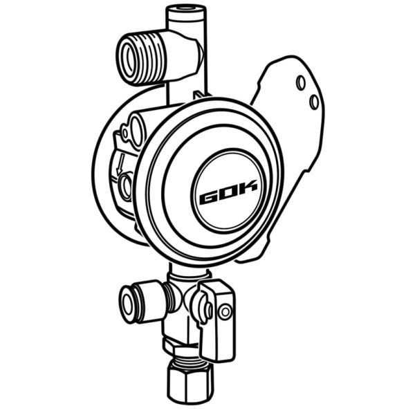 Regulator de joasa presiune pentru rulota/autorulota, 30 mbar, 1,5 kg/h, GOK - campshop.ro