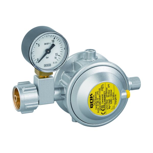 Regulator de joasa presiune pentru rulota/autorulota, 30 mbar, cu sau fara manometru, 1,5 kg/h, GOK - campshop.ro