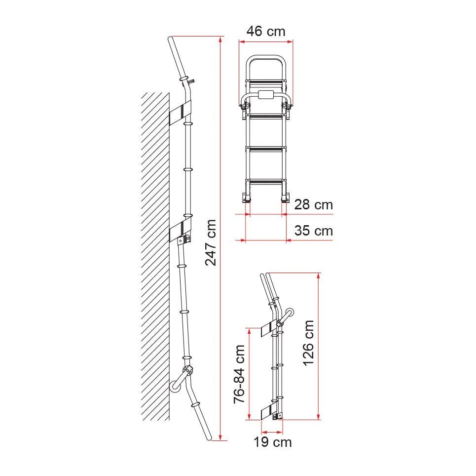 Scară de exterior pliabilă pt. rulote/autorulote FIAMMA Deluxe 8 46 x 247 cm - CampShop.ro