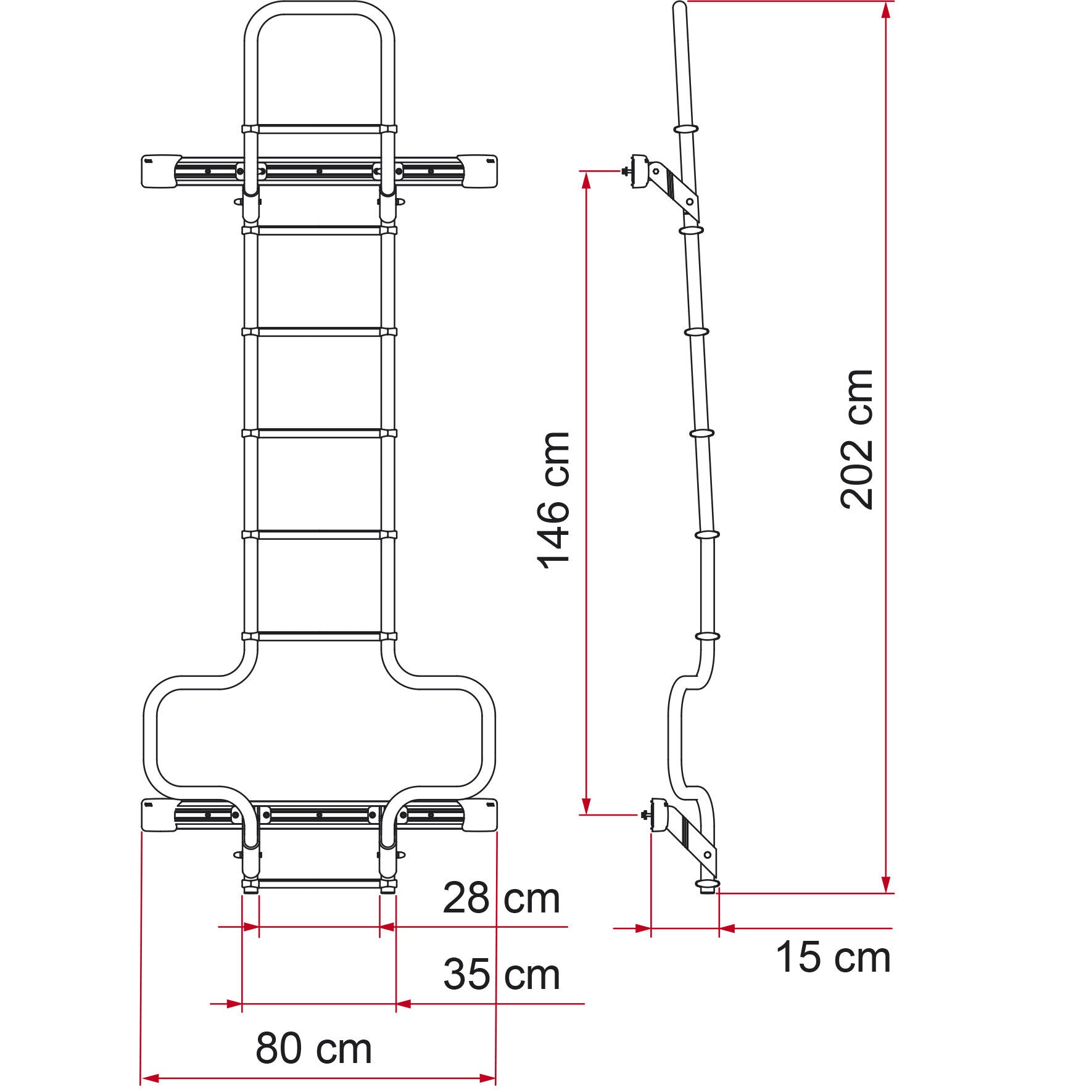 Scară de exterior pt. Fiat Ducato H3 - Deluxe DJ argintiu, incepand din 2006 - CampShop.ro