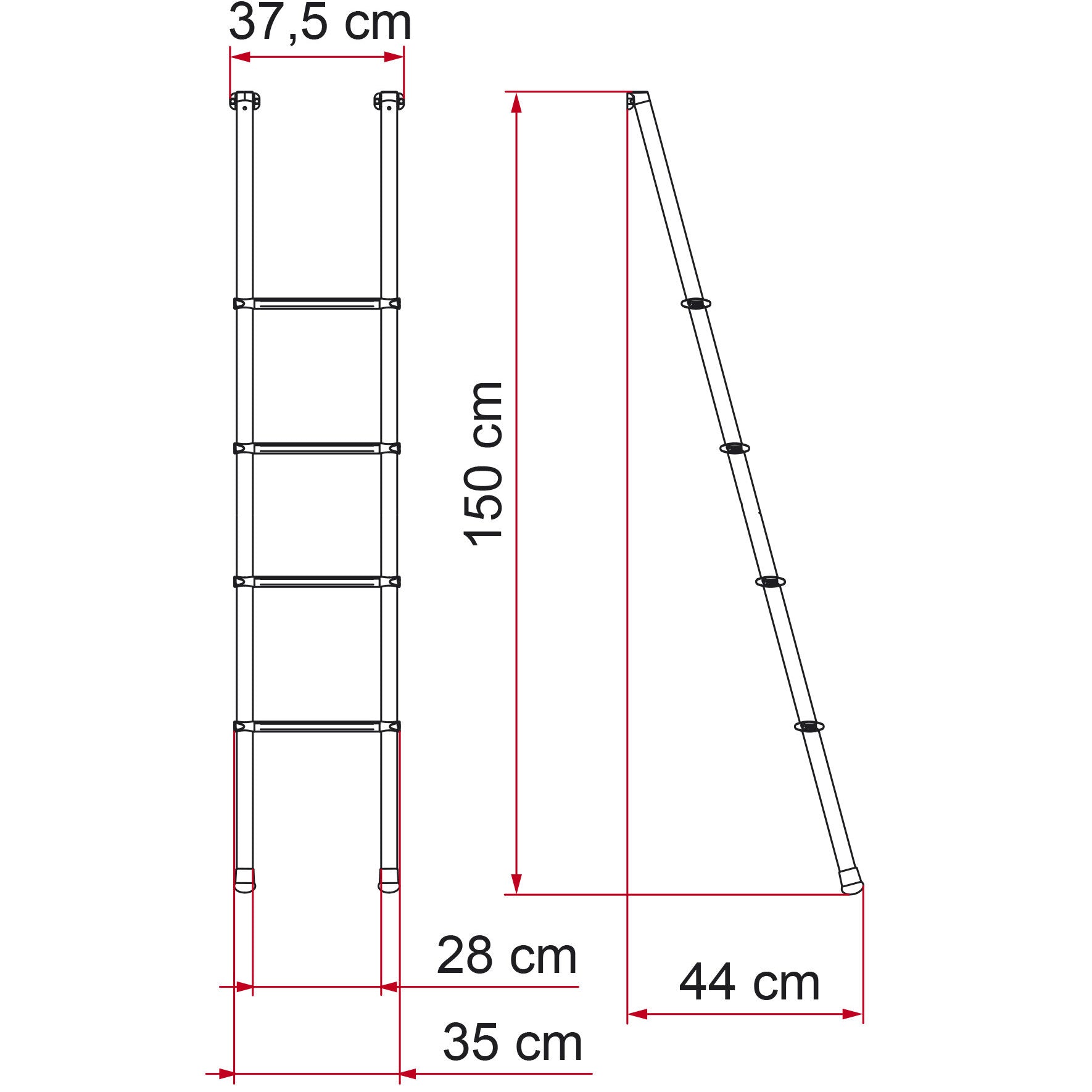 Scară pentru pat de mansarda/ alcov FIAMMA DeLuxe, 4 trepte - CampShop.ro