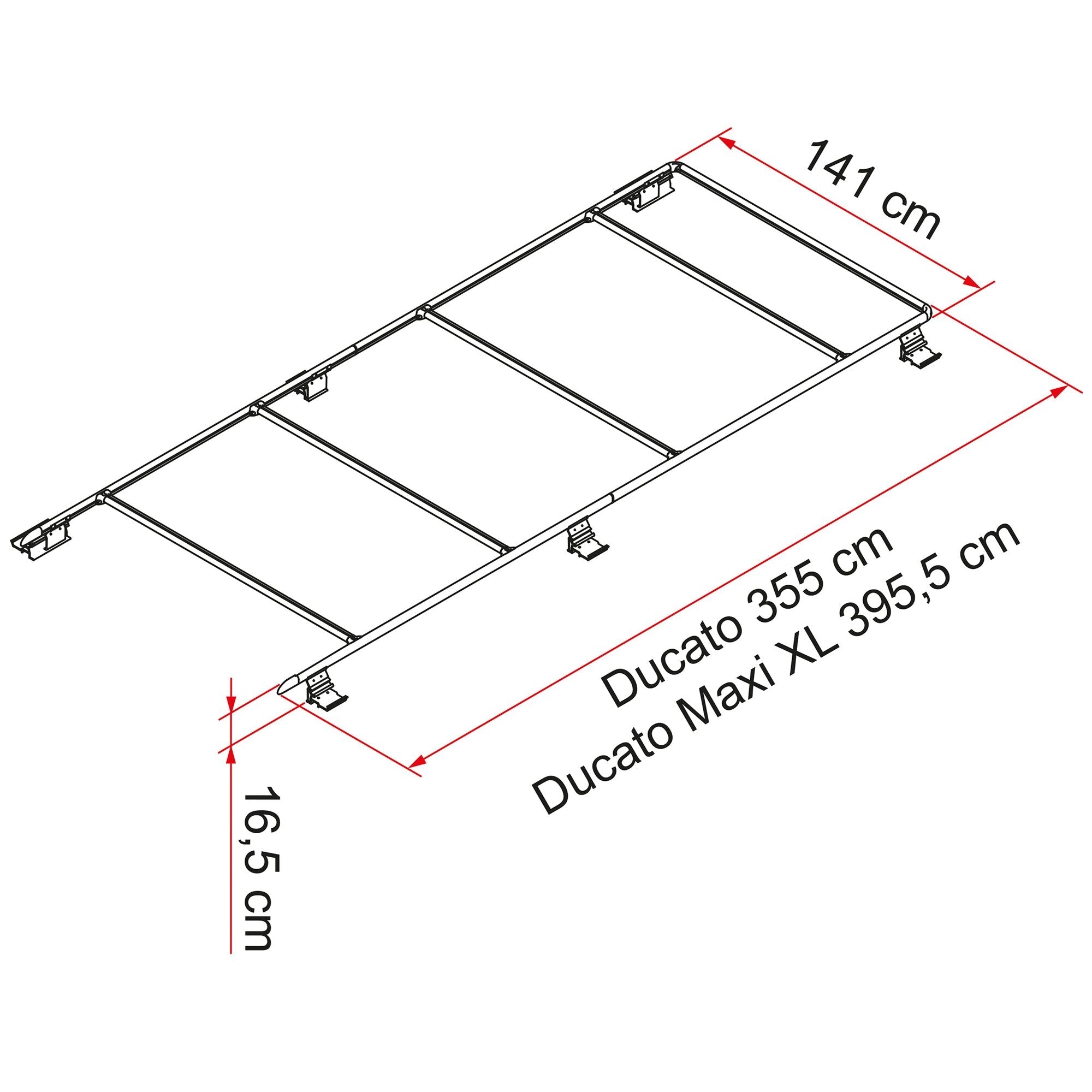 Sine de acoperis autorulota, FIAMMA Roof Rail Maxi XL pt. Fiat Ducato, incepand cu anul 2006 - CampShop.ro