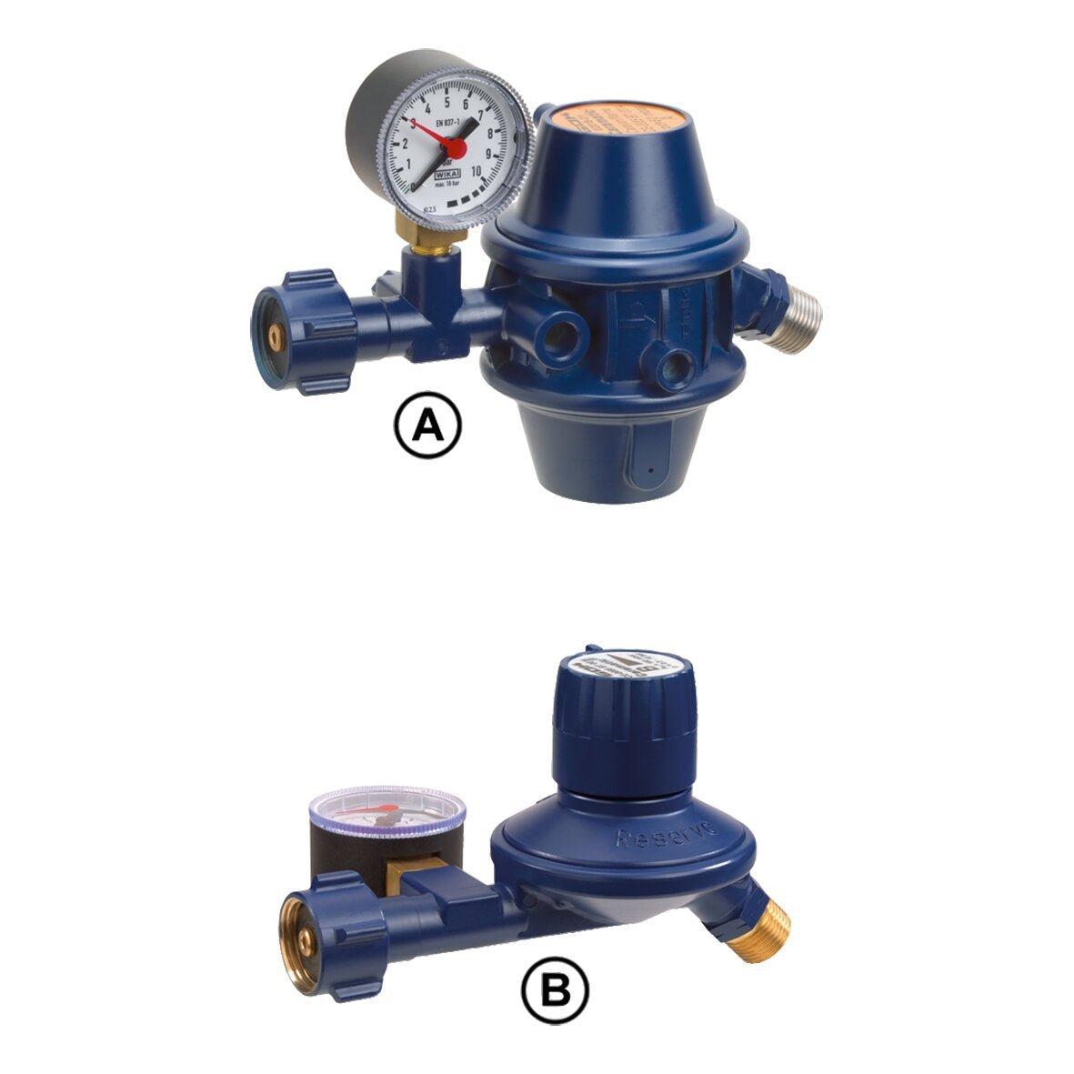 Sistem cu regulator de gaz pentru două butelii Caramatic BasicTwo 50 mbar 1,5 kg/h - CampShop.ro